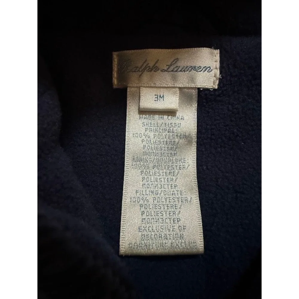 Ralph Lauren‎ Quilted Navy Blue Baby Snowsuit Pram Suit 3M Hooded Gold Buttons